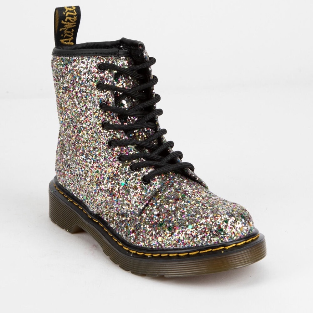 DR. MARTENS 1460 Chunky Silver Glitter Girls Boots